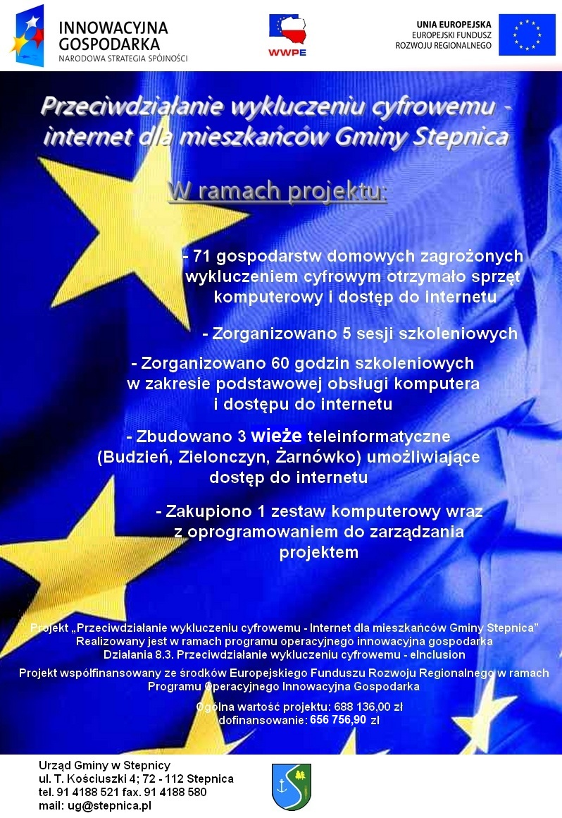 Plakat informujący o przeciwdziałaniu wykluczenia cyfrowego. Informacje szczegółowe w tekście.